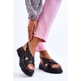PE1 Sandálias pretas da moda com plataforma Chester preto 2