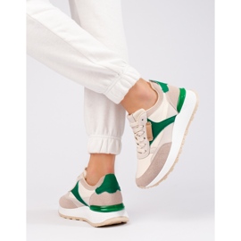 Sapatos desportivos de mulher de plataforma alta bege da Shelovet 1