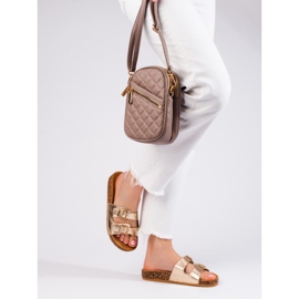 Sliders de fivela Shelovet dourados femininos 2