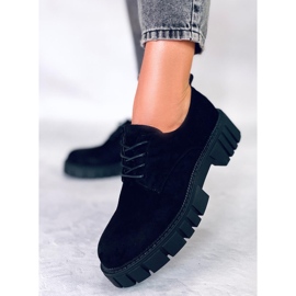 PA1 Mocassim com plataforma de camurça preto Amparo 1