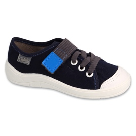 Chinelos infantis Befado com velcro 351X047 azul marinho 2