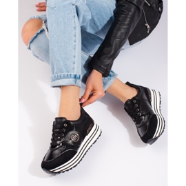 W. Potocki Ténis de cunha Potocki pretos de mulher 1