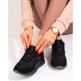 Sapatilhas de camurça pretas Shelovet de mulher preto 2