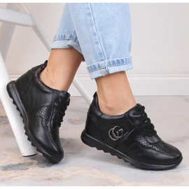 Sapatos desportivos de mulher com cunha oculta preto Jezzi ASA170-11 1