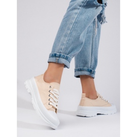 Ténis plataforma de mulher Shelovet bege 1