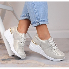 Sapatos de cunha em couro dourado S.Barski LR29525 1