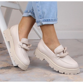 Big Star salto alto e mocassim plataforma com corrente bege LL274581 1