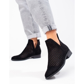 W. Potocki Botas de primavera com aberturas femininas Potocki camurça preta preto 1