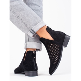 W. Potocki Botas de primavera com aberturas femininas Potocki camurça preta preto 2 W. Potocki Botas de primavera com aberturas femininas Potocki camurça preta preto 2
