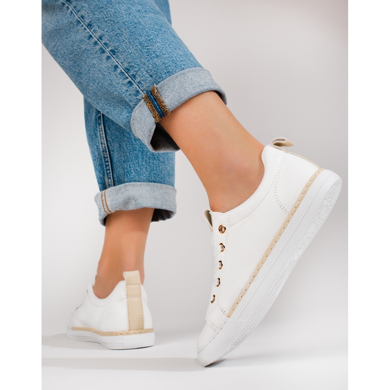 Sapatilhas clássicas brancas de mulher Shelovet branco 2