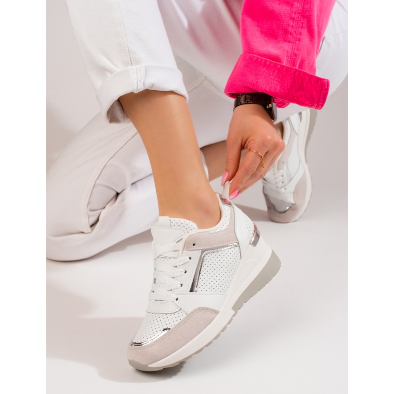 Ténis de cunha de mulher Shelovet brancos 1