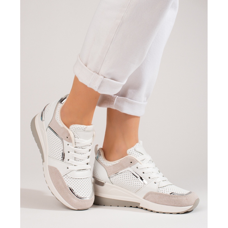 Ténis de cunha de mulher Shelovet brancos 2