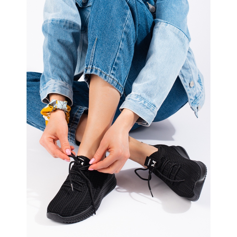 Tênis esportivo feminino têxtil leve Shelovet preto 1