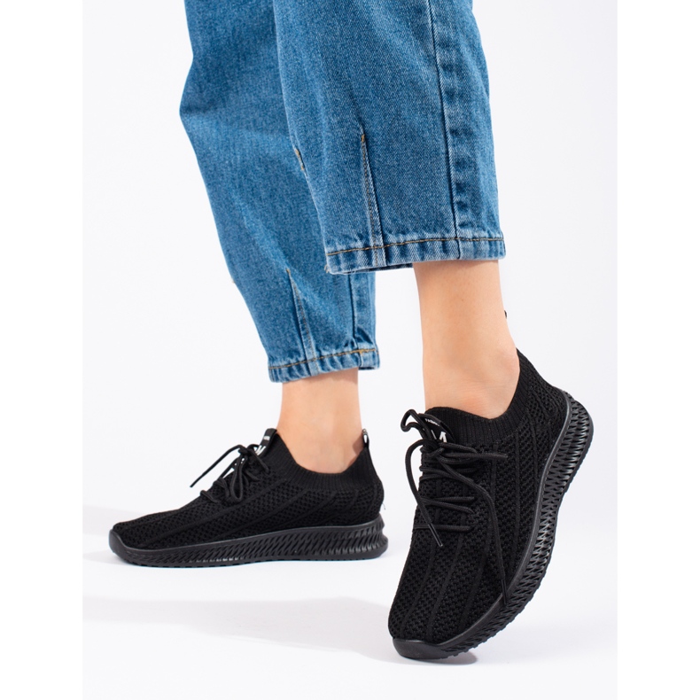 Tênis esportivo feminino têxtil leve Shelovet preto 2