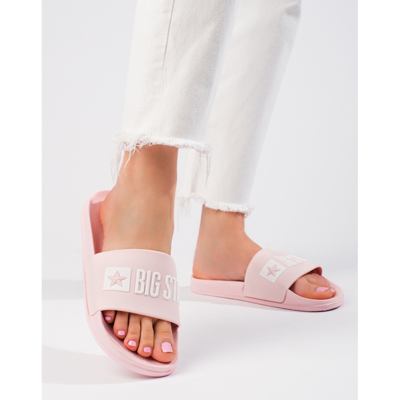 Chinelos rosa clássicos femininos Big Star FF274A201600 2