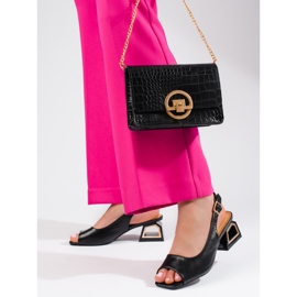 Sandália preta com salto baixo decorativo Vinceza preto 1