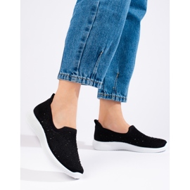 Sapatos slip-on de tecido preto com tachas, Shelovet 1