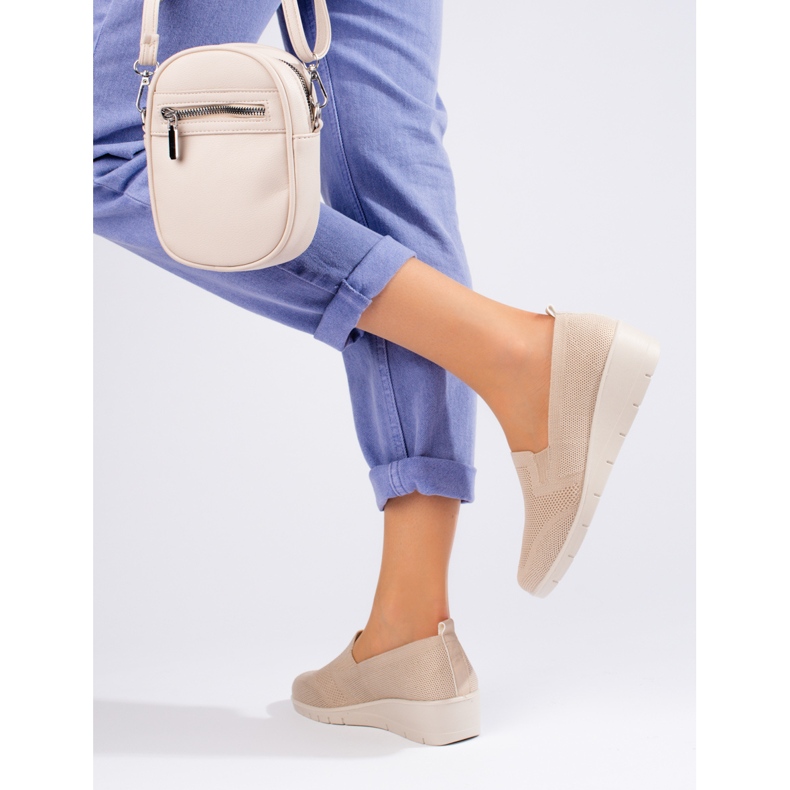 Sapatos de cunha de tecido bege claro, Shelovet 2