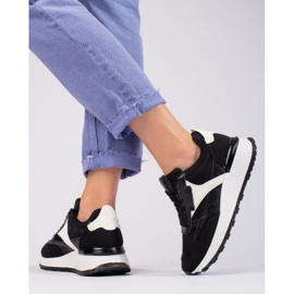 Sapatos desportivos de plataforma alta Shelovet pretos de mulher 2