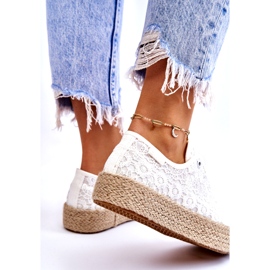 Tênis feminino Big Star com plataforma trançada LL274199 branco 4