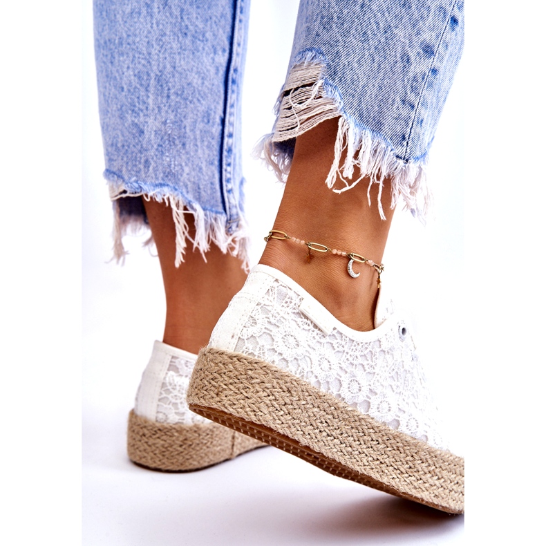 Tênis feminino Big Star com plataforma trançada LL274199 branco 4