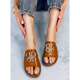 Chinelos de mulher Ebony Camel castanho 1