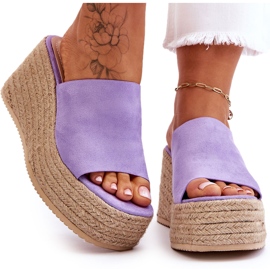 STEPHAN Chinelos femininos de cunha e plataforma roxos Ysabel tolet 4