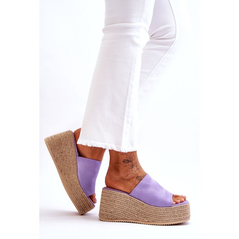 STEPHAN Chinelos femininos de cunha e plataforma roxos Ysabel tolet 2