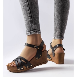 Sandálias de cunha pretas, Audric preto 1