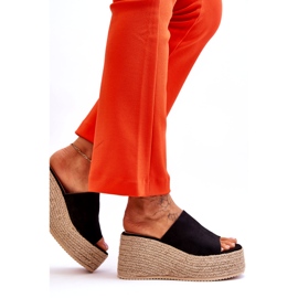 FS1 Chinelos femininos de cunha e plataforma pretos Ysabel 4