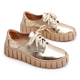 Lemar Sapatos com plataforma de couro dourado 3