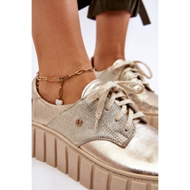 Lemar Sapatos com plataforma de couro dourado 2