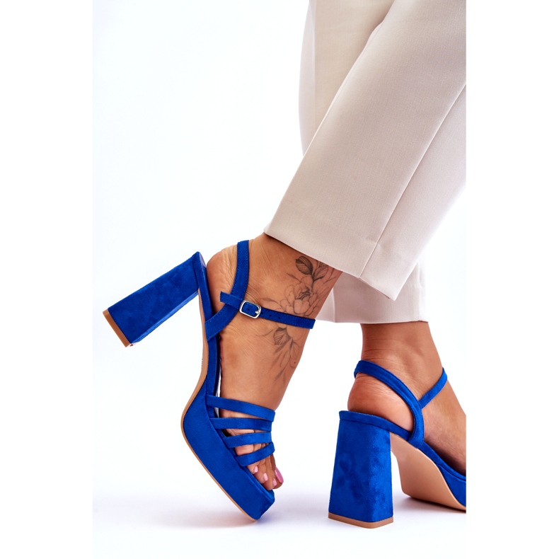 FB2 Sandália Feminina Camurça Plataforma Azul Verda 4