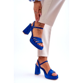 FB2 Sandália Feminina Camurça Plataforma Azul Verda 5