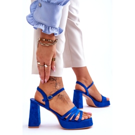 FB2 Sandália Feminina Camurça Plataforma Azul Verda 6