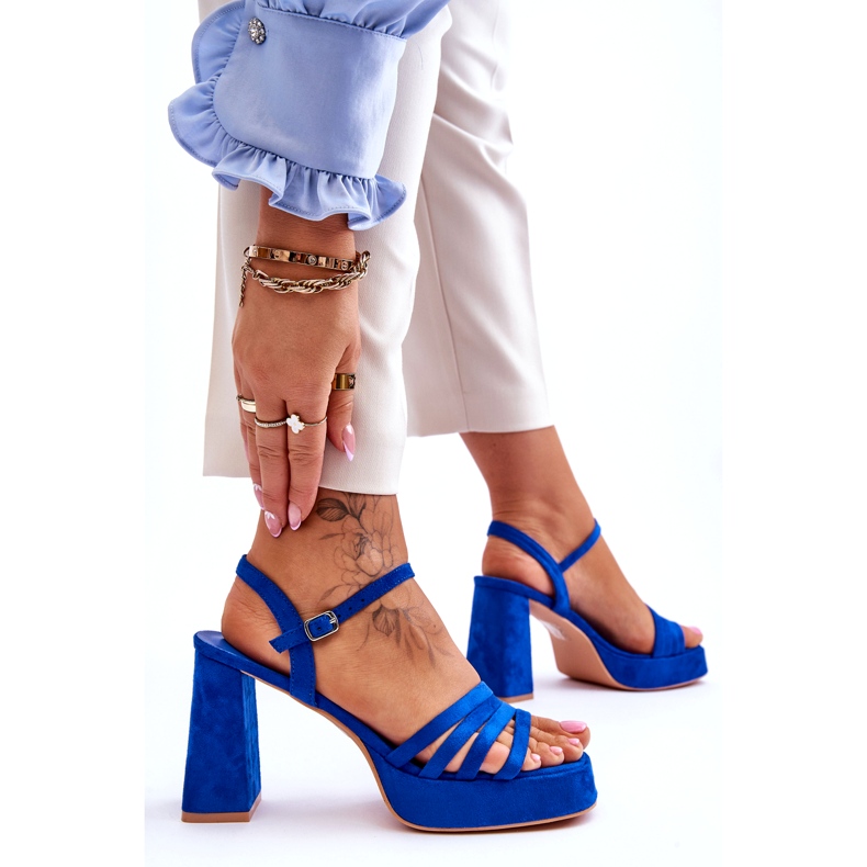 FB2 Sandália Feminina Camurça Plataforma Azul Verda 6