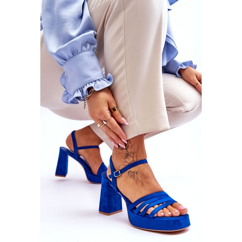 FB2 Sandália Feminina Camurça Plataforma Azul Verda 8