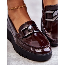 Sergio Leone Mocassins lacados na plataforma Burgundy Kjersti vermelho 4