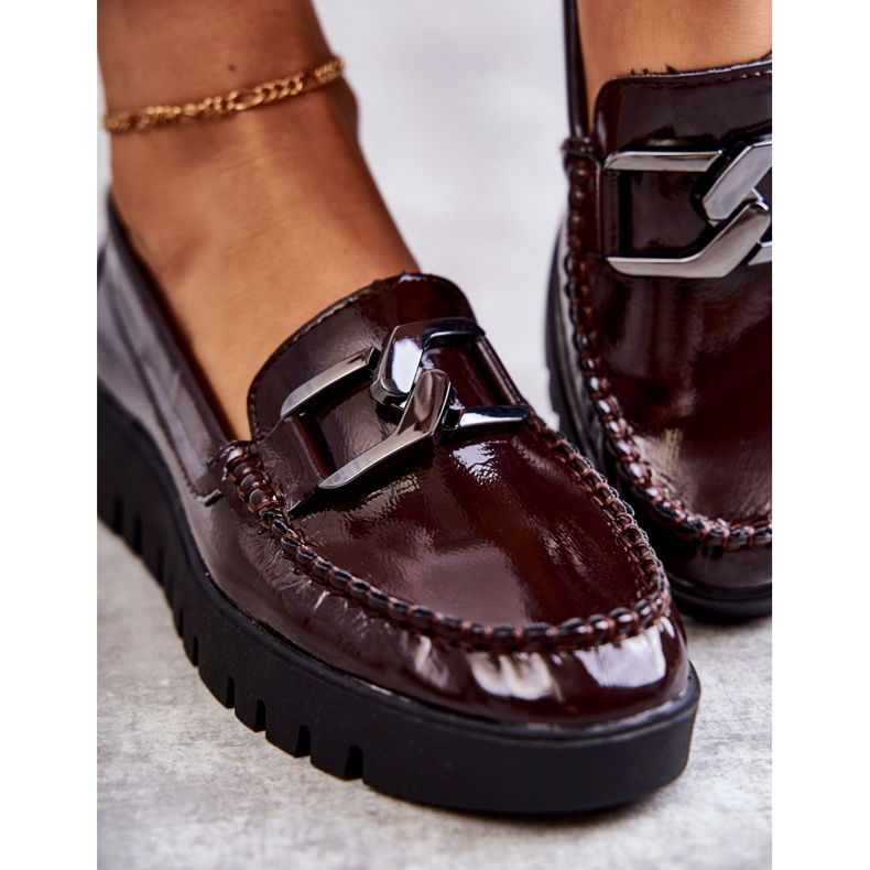 Sergio Leone Mocassins lacados na plataforma Burgundy Kjersti vermelho 4