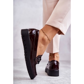 Sergio Leone Mocassins lacados na plataforma Burgundy Kjersti vermelho 5