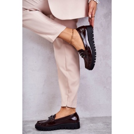 Sergio Leone Mocassins lacados na plataforma Burgundy Kjersti vermelho 6