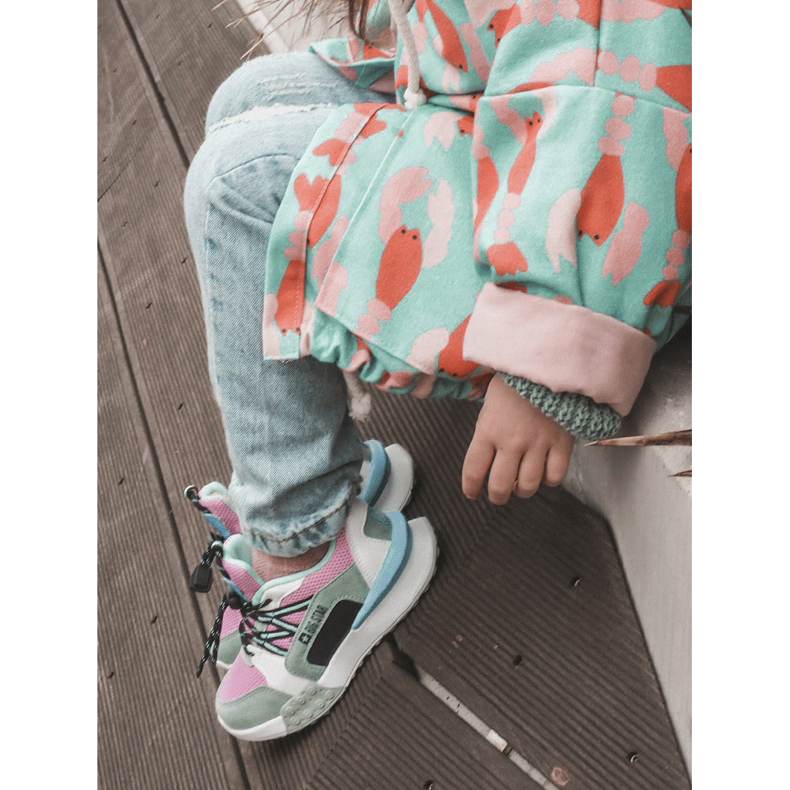 Tênis esportivo infantil sistema de espuma viscoelástica Big Star LL374219 rosa-verde 1