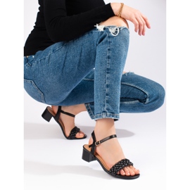 Sandália preta de salto baixo, Shelovet preto 1