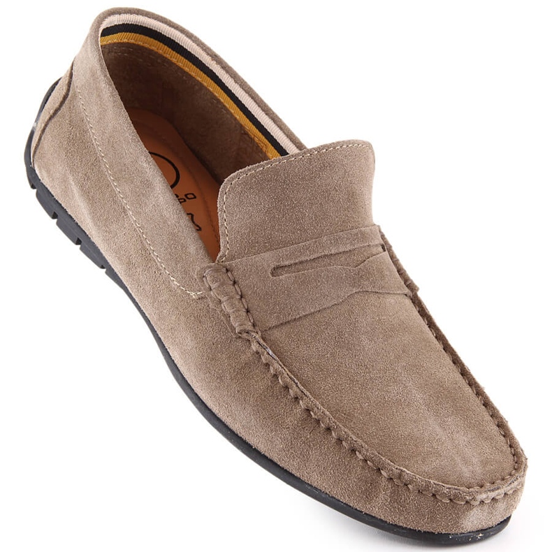 Mocassins de couro de camurça masculinos Filippo MP921 mocassins taupe bege 1