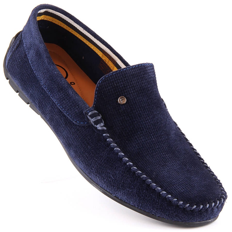 Mocassins de camurça de homem azul marinho Filippo MP923 1