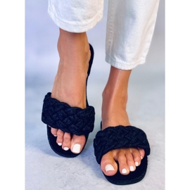 Chinelos de mulher Erika Black com atacadores preto 1