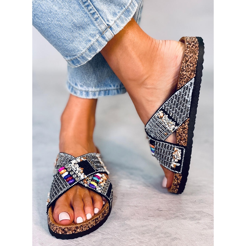 BM Slides de cortiça com contas pretas Rezai preto 1