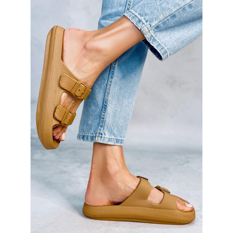 Escorregas de borracha Aryn Khaki castanho 2