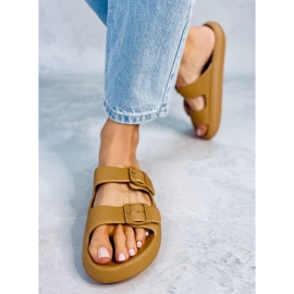 Escorregas de borracha Aryn Khaki castanho 1