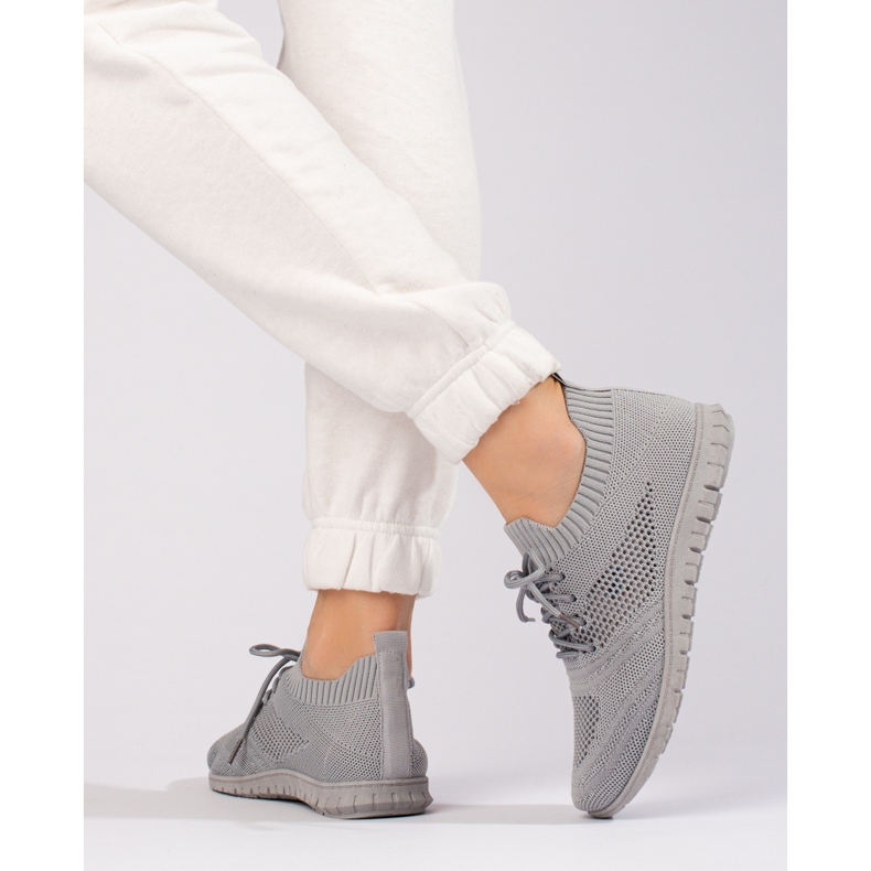 W. Potocki Sapatos esportivos femininos claros perfurados cinza Potocki 1